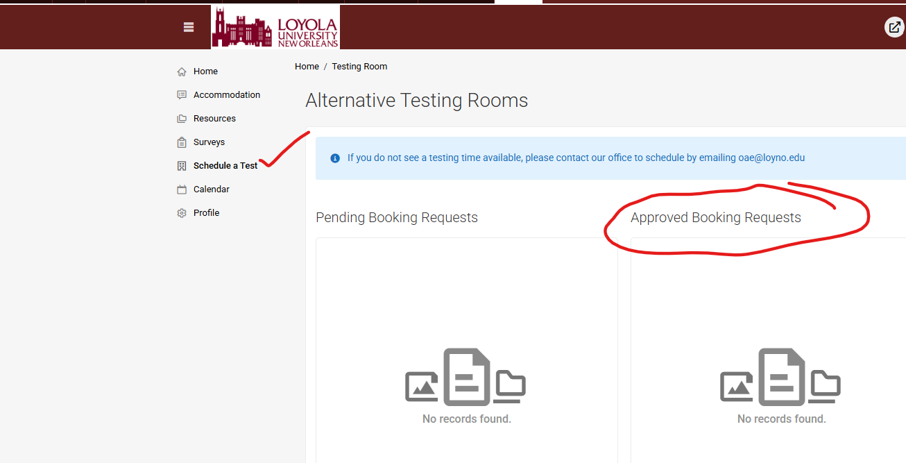 accommodate test booking page
